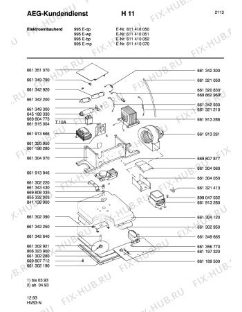 Взрыв-схема плиты (духовки) Aeg COMPETENCE 995E-MP - Схема узла Section7